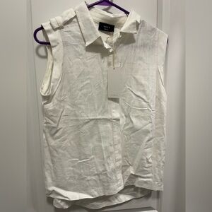 Vici Linen Blend Sleeveless Shirt White Women’s Small NWT